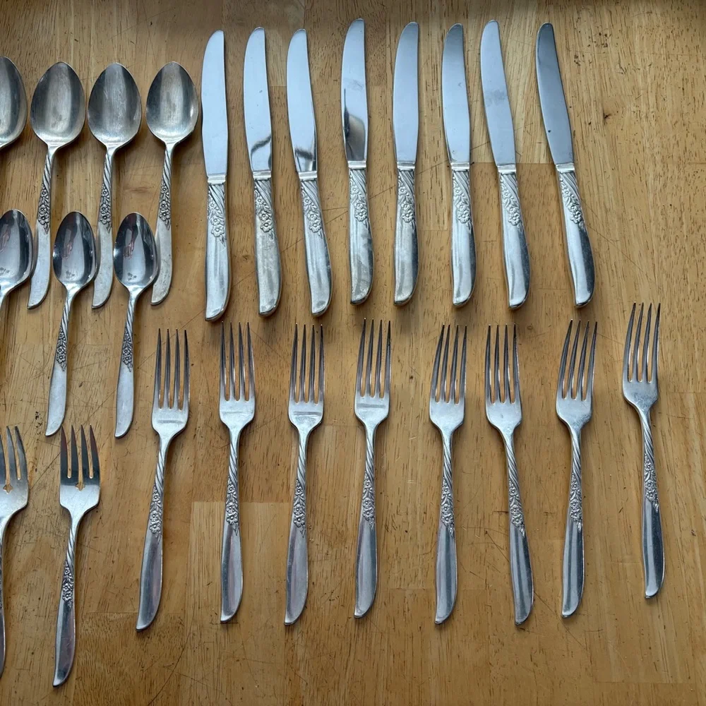 Wm Rogers Oneida Wildwood‎ I Always Silver Plate 8 Place Setting 40 Pieces 1958